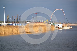 KALININGRAD, RUSSIA. Site of a building site of a building site of stadium for carrying out games of the FIFA World Cup of 2018