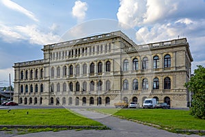 Kaliningrad, the southern facade of the historic building of the former Konigsberg Stock Exchange