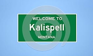 Kalispell, Montana city limit sign. Town sign from the USA.