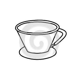 Kalita coffee method doodle icon, vector color line illustration photo