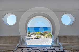 Kalithea Springs Therme Beautiful Arch with Sea View, Rhodes,Greece photo