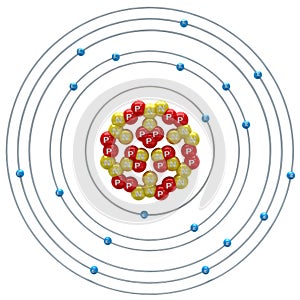 Kalium atom on a white background
