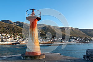 Kalk harbor lighthouse in False Bay in Capetown South Africa