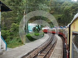 Kalka Shimla toy train narrow gauge at a route station