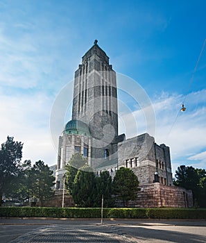 Kallio Church in Helsinki, Finland in sunset time photo