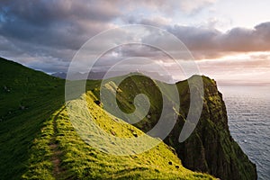 Kallur Lighthouse on Kalsoy Island, Faroe Islands