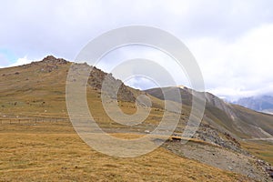 Kalmak Ashu pass in Central Tian Shan mountains, way to Song Kol lake, Kyrgyzstan, Central Asia