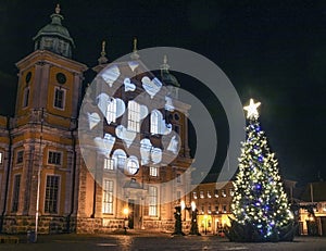 Kalmar cathedral with a christmas tree on evening