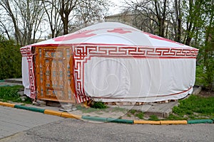 The Kalmyk tilt cart on the street of Elista. Kalmykia