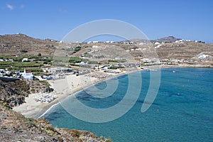 Kalo Livadi beach in Mykonos island