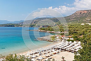 Kalogria beach of the village Stoupa in Mani, Greece