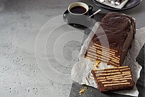 Kalter Hund cake with copy space