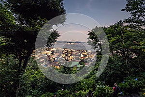 Kamakura - June 06, 2019: Panoramic view of Kamakura seen from Hasedera temple in Kamakura, Japan