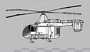 Kaman HH-43 Huskie. Vector drawing of search and rescue helicopter.