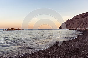 Kamari beach - Santorini Cyclades island - Aegean sea - Greece