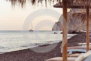 Kamari beach - Santorini Cyclades island - Aegean sea - Greece