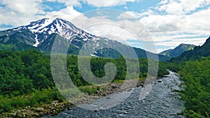 Kamchatka mountains clouds and volcanoes