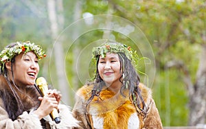 Aborigine of Kamchatka dancing on dance marathon.