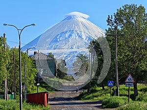 Kamchatka.Village Klyuchi. Volcano Klyuchevskoy(4800m)
