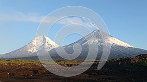 The Kamchatka volcano. Klyuchevskaya hill. The nature of Kamchatka, photo
