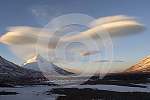 Kamen mountain and fantastic clouds