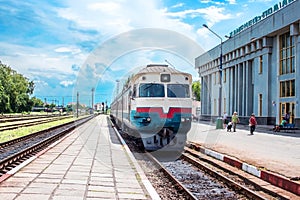 Train on the platform