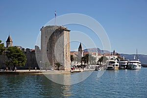 Kamerlengo tower and Trogir waterfront promenade, Dalmatia, Croatia