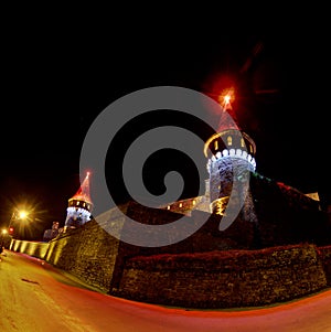 Kamianets-Podilskyi castle illuminated