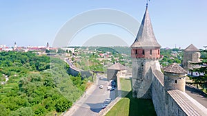 Kamianets-Podilskyi Castle with medieval towers, Ukraine