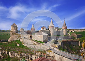 Kamianets-Podilskyi castle in Spring