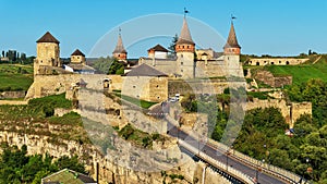 Kamianets Podilskyi Castle in summer, Ukraine