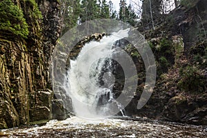 Kamienczyk Waterfall in Karkonosze National Park in Poland