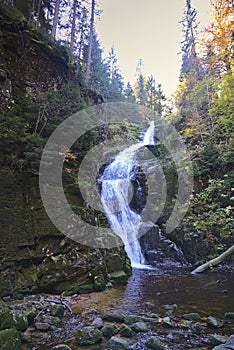 Kamienczyka Waterfall in Sklarszka Poreba, Poland