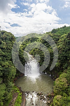 Kamikawa Otaki Waterfall and green forest in Kagoshima, Japan