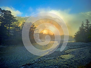 Kamikochi National Park in the Northern Japan Alps of Nagano Prefecture, Japan.