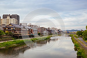 Kamo River View in Kyoto Japan