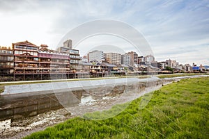 Kamo River View in Kyoto Japan