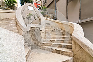 Kamondo Stairs, famous pedestrian stairway leading to Galata Tower, built 1870, Istanbul, Turkey