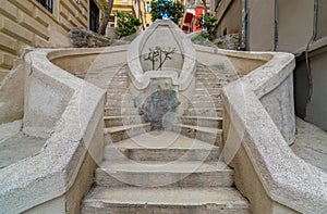 Kamondo Stairs, a famous pedestrian stairway leading to Galata Tower, built around 1870, Ä°stanbul, Turkey