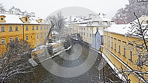 Kampa Island located in the Vltava river in central prague on the side of Mala Strana