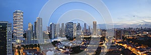 Kampong Glam in Singapore Aerial View at Blue Hour Panorama