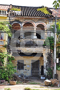 Kampot French colonial architecture ruin, Cambodia photo