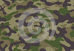 Camouflage seamless pattern. Trendy style camo, repeat print. Vector illustration. Khaki texture