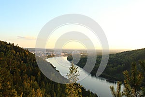 The Kan River flows near the city Zelenogorsk, Krasnoyarsk region