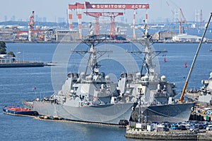 United States Navy USS Higgins (DDG-76) and USS Milius (DDG-69), Arleigh Burke-class destroyer.