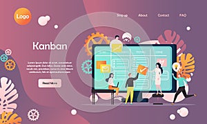 Kanban vector website landing page design template