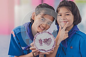 KANCHANABURI THAILAND - JUNE 13 : Unidentified Teacher and Boy s