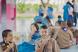 KANCHANABURI THAILAND - JUNE 13 : Unidentified Teacher and Boy s