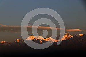 Kanchanjungha during golden hour, snow, peak, landscape, nature, Himalayan. Snowy mountains of Himalaya.