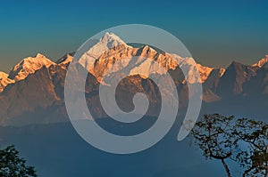 Kanchenjunga mountain range , Himalayan mountain in backdrop, Sikkim photo